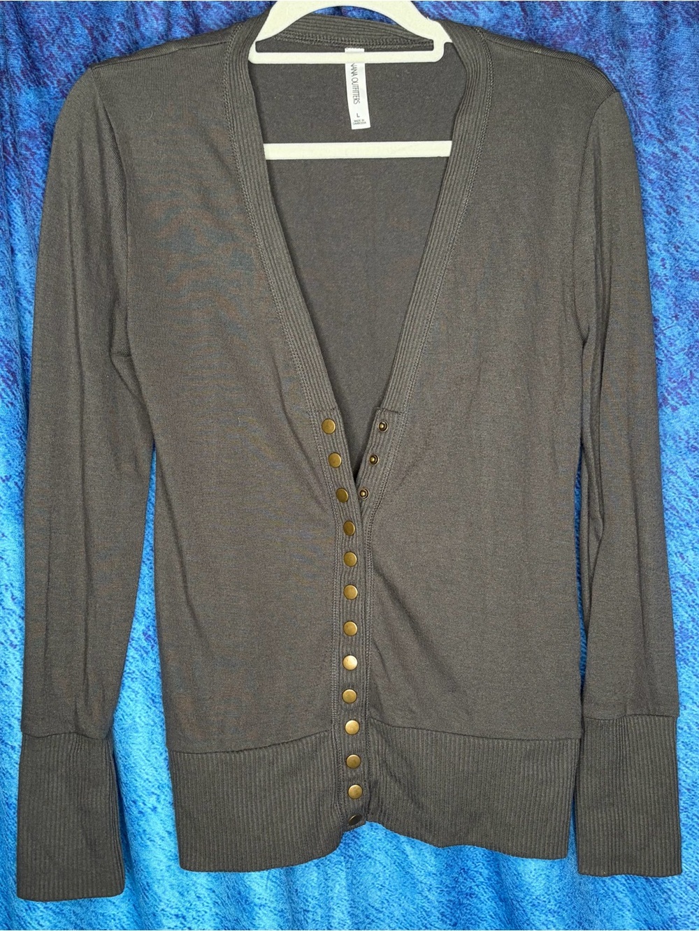 Classic grey Snap-Front V-Neck Cardigan